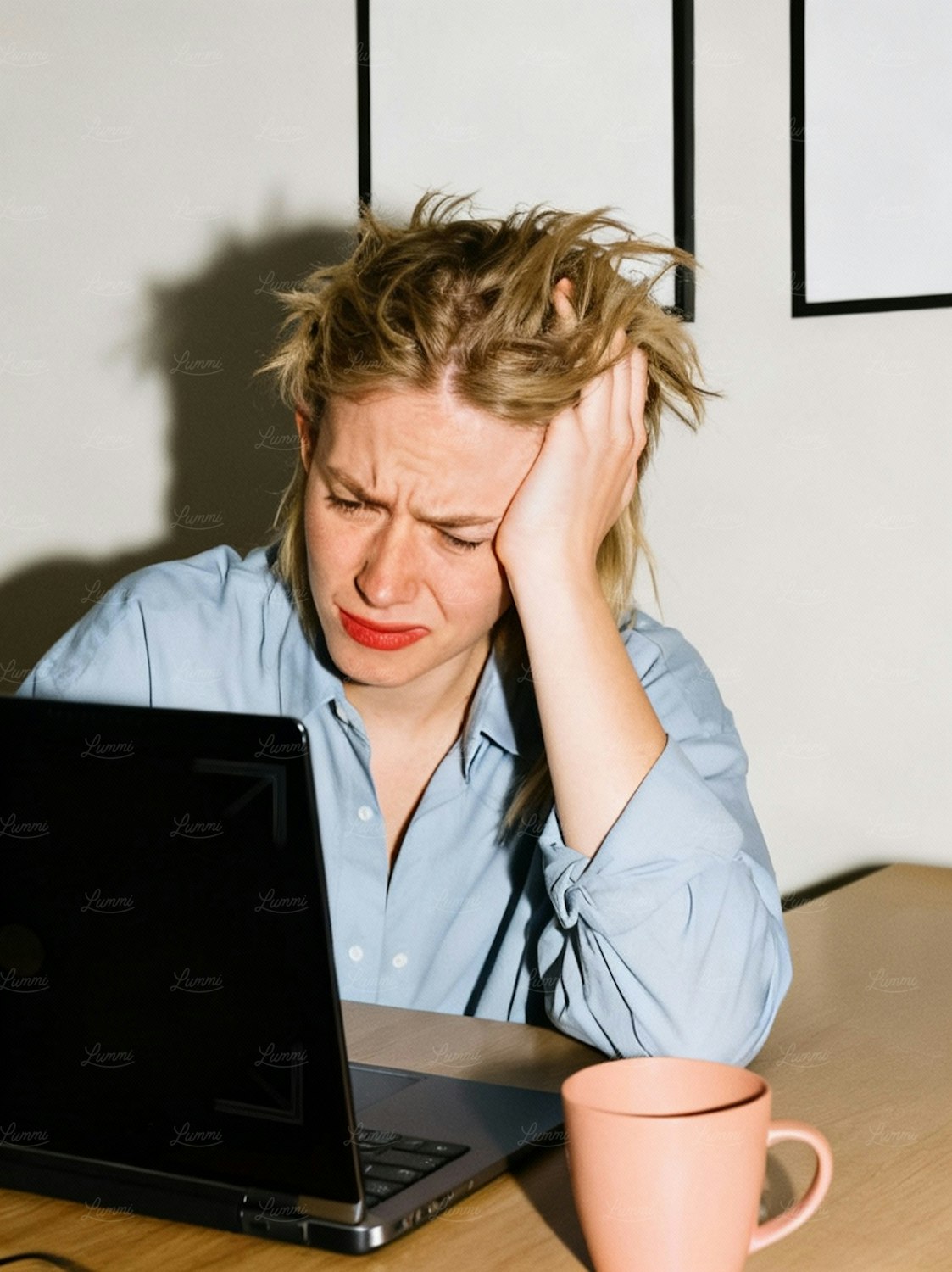 A person looks overwhelmed while searching for anxiety coping skills online, surrounded by confusing or conflicting information.