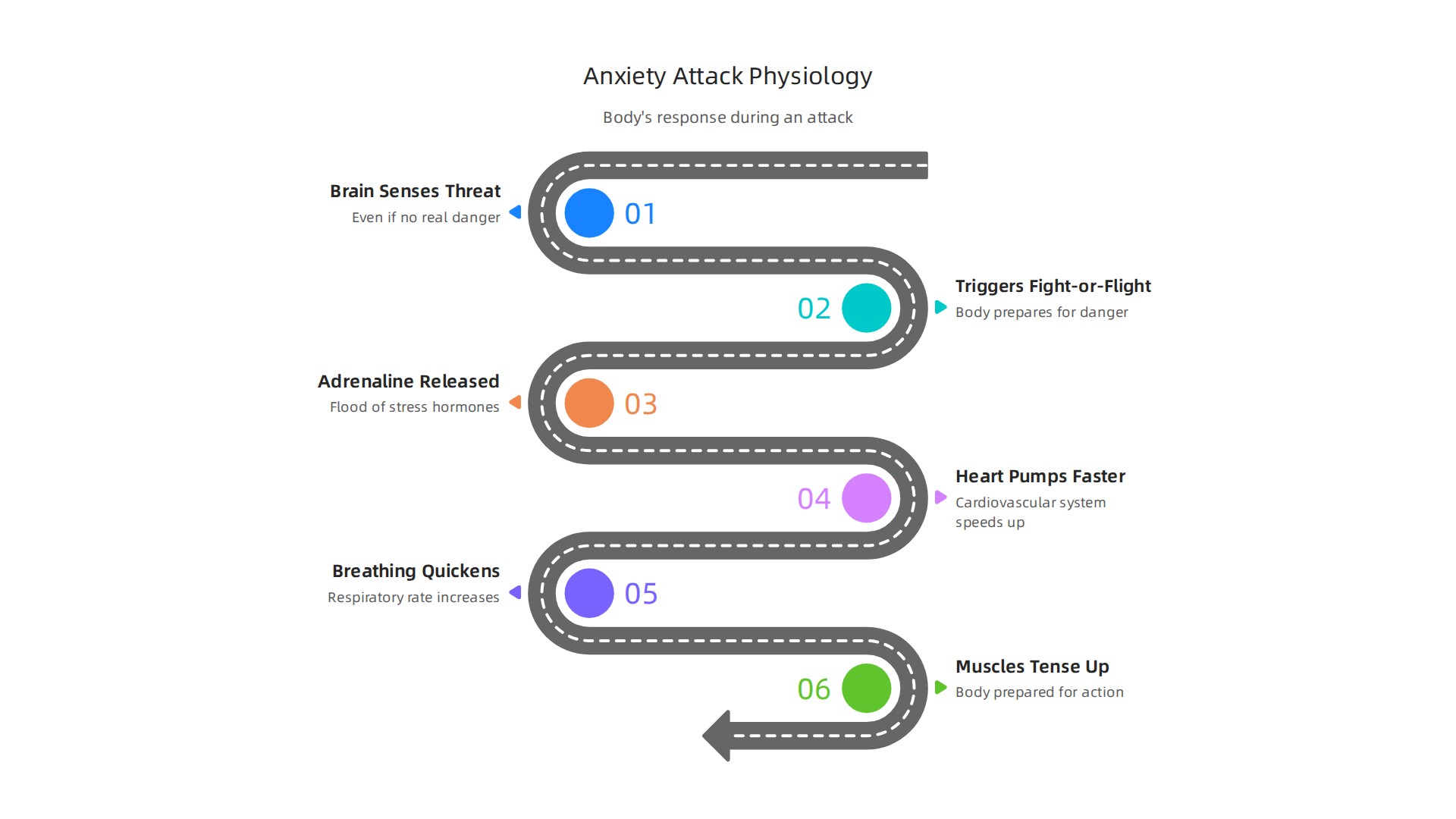 A visual representation of the body's physiological response during an anxiety or panic attack.