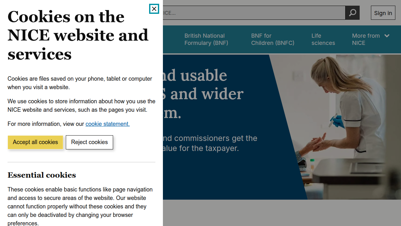 Homepage of the National Institute for Health and Care Excellence (NICE), providing evidence-based guidance for health and social care.