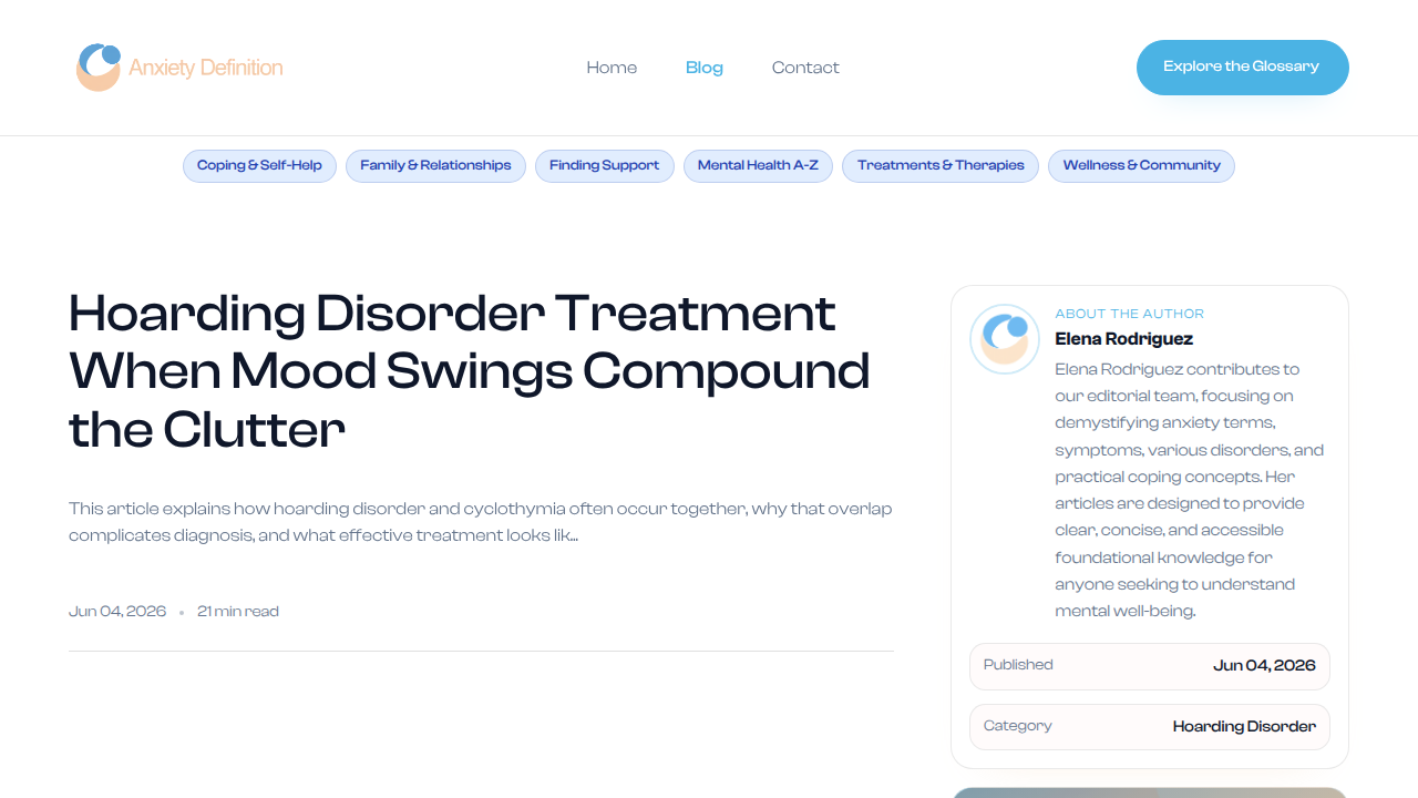 Screenshot of a leading mental health resource providing information on hoarding disorder treatment options.