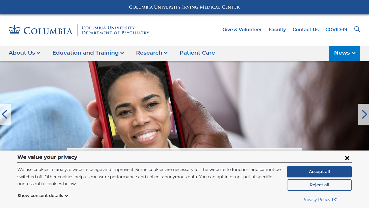 Screenshot of the Columbia-Suicide Severity Rating Scale (C-SSRS) page on Columbia Psychiatry's website, detailing the assessment tool.