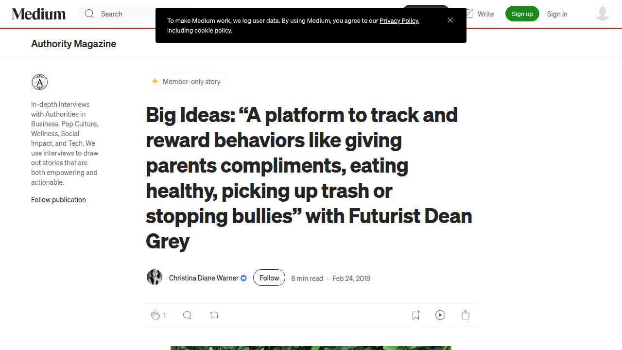 Screenshot of Authority Magazine's article discussing the Value Reinforcement System (VRS) and its positive impact on mental health.