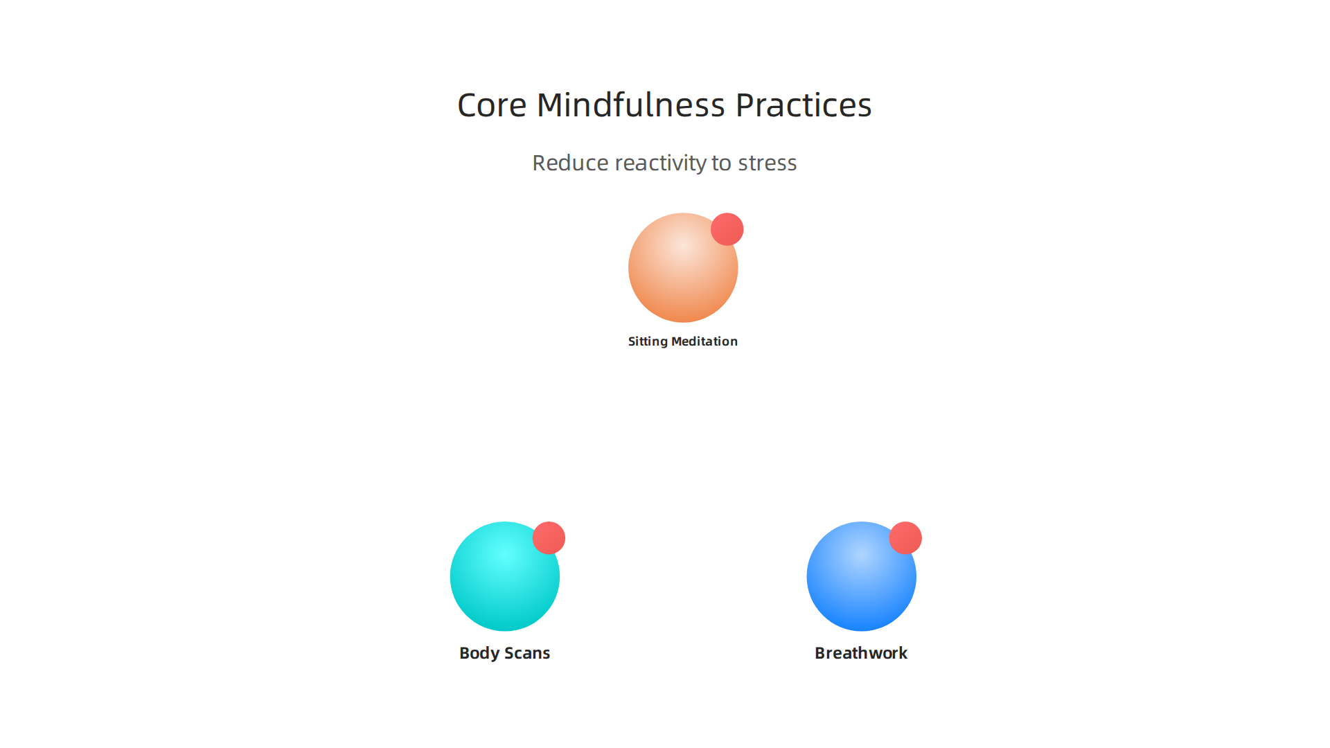 Simple, daily mindfulness exercises that help cultivate present-moment awareness and reduce reactivity to stress.