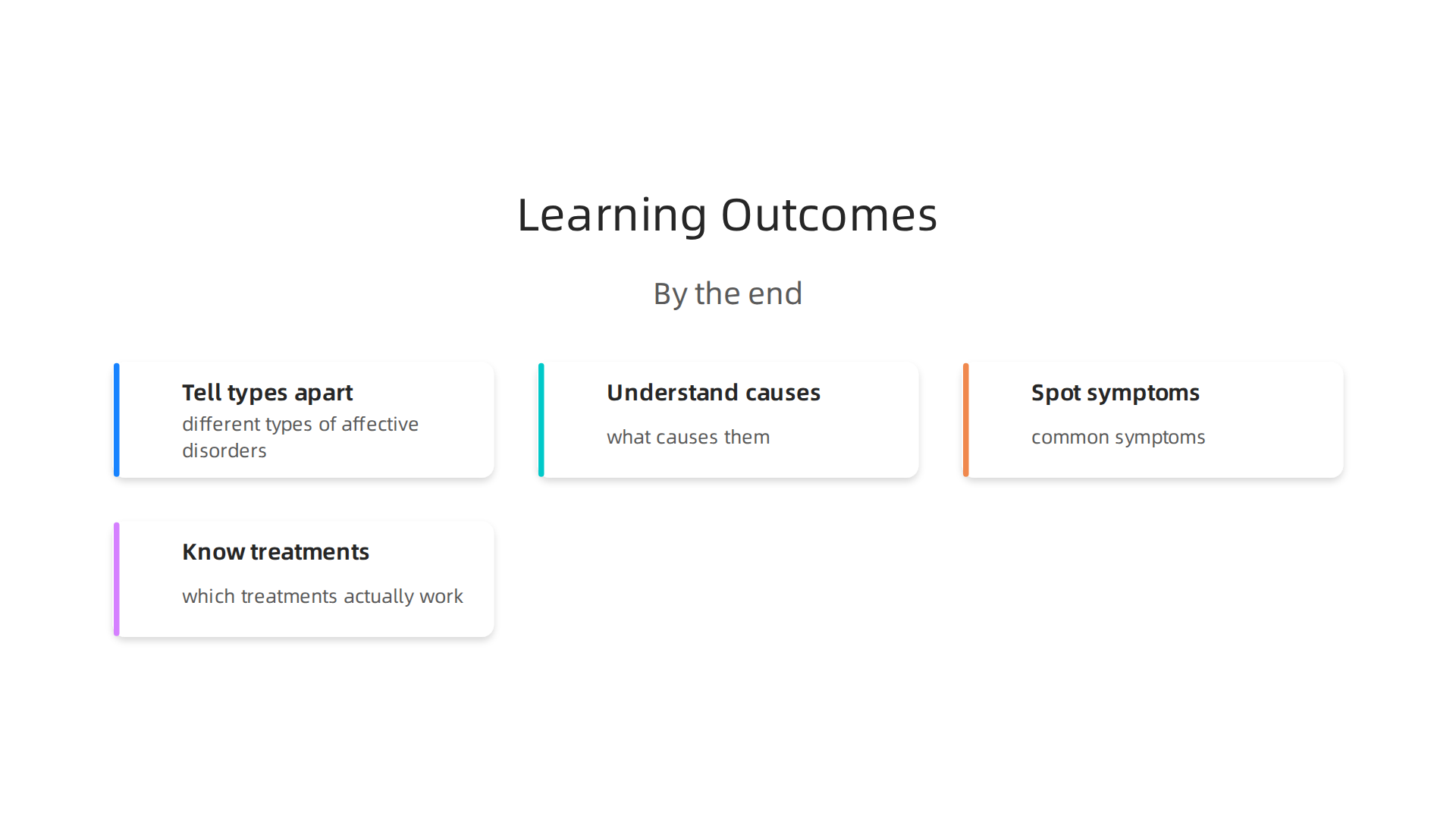 Key outcomes readers can expect to achieve after engaging with this comprehensive guide on affective disorders.