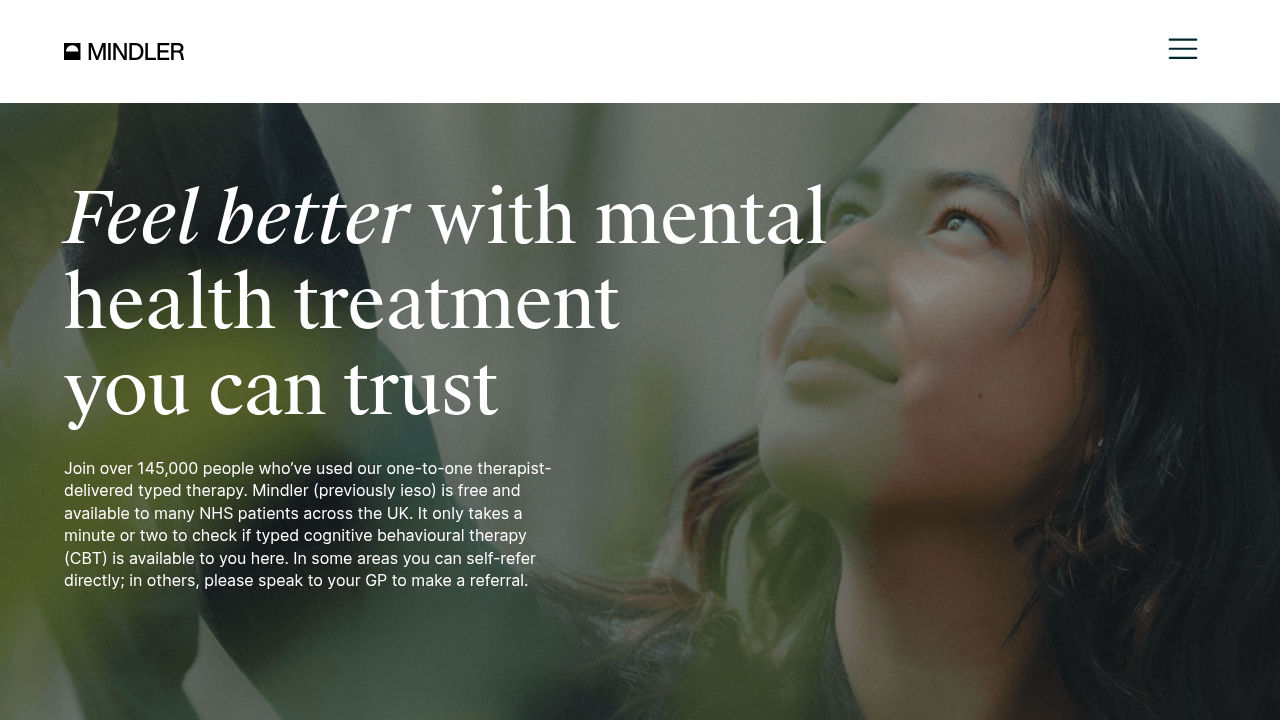 View the homepage of Ieso Health, a platform offering digital mental health support and information.